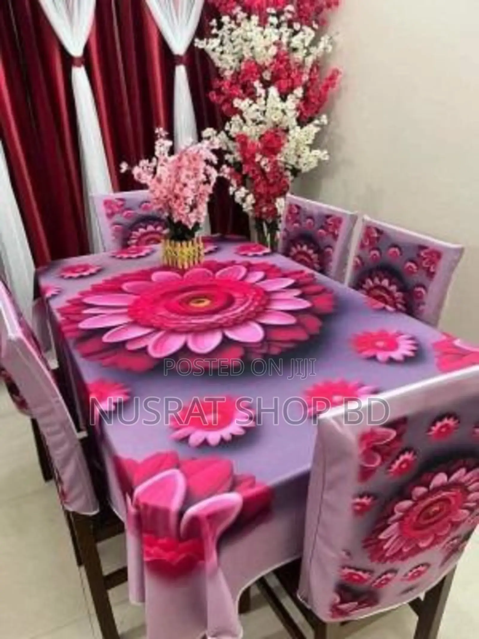 3d Printed Table Cloth Set – চায়না ভেলভেট ফেব্রিকে তৈরি।