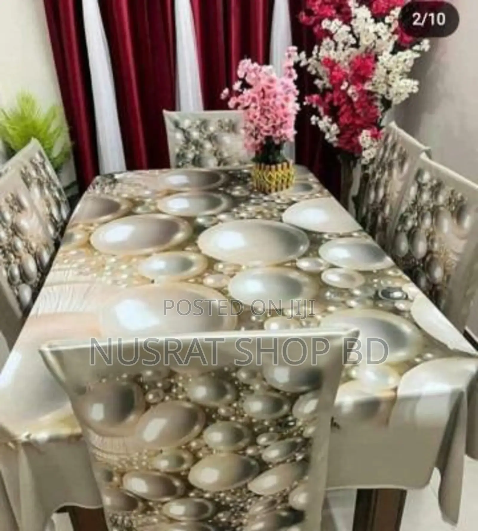 3d Printed Table Cloth Set – চায়না ভেলভেট ফেব্রিকে তৈরি।