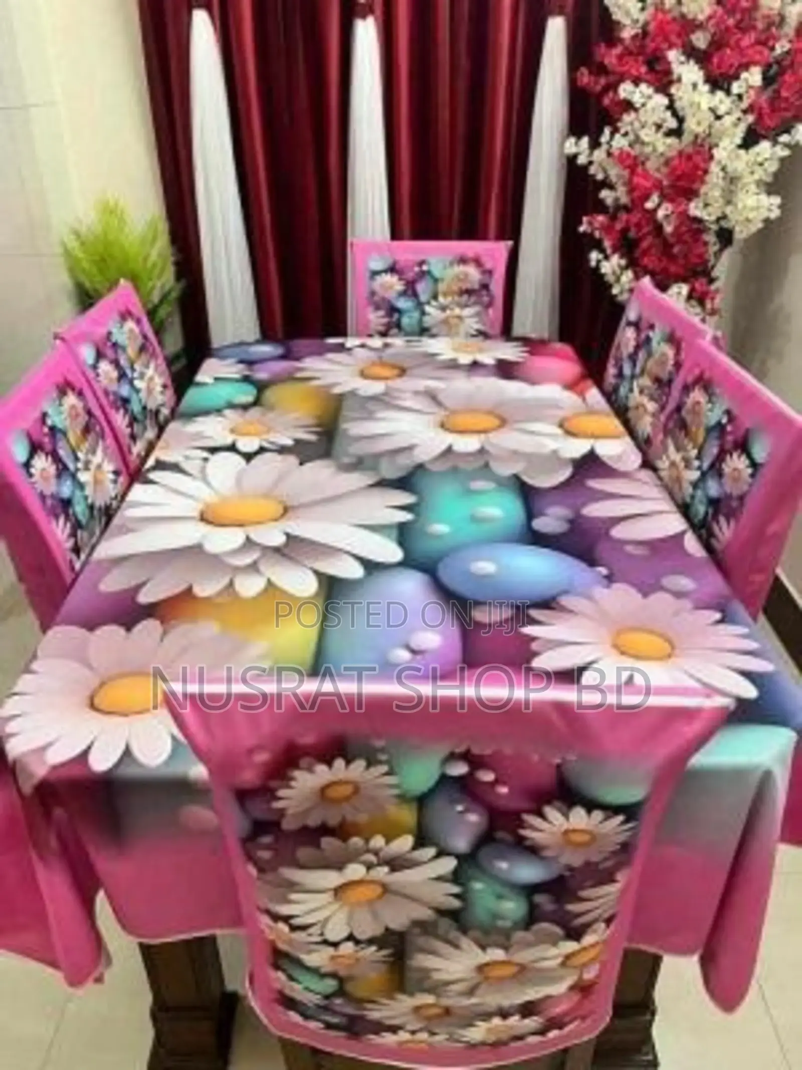 3d Printed Table Cloth Set – চায়না ভেলভেট ফেব্রিকে তৈরি।