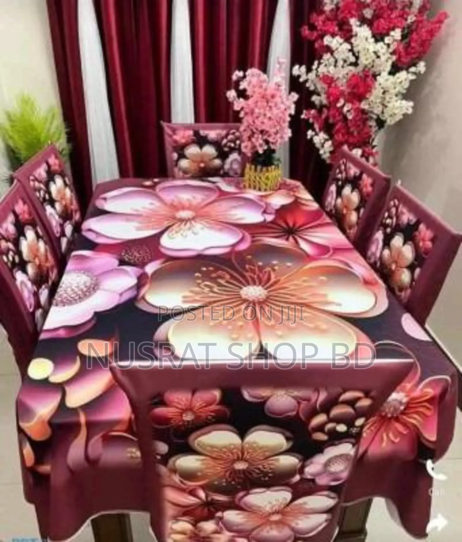 3d Printed Table Cloth Set – চায়না ভেলভেট ফেব্রিকে তৈরি।