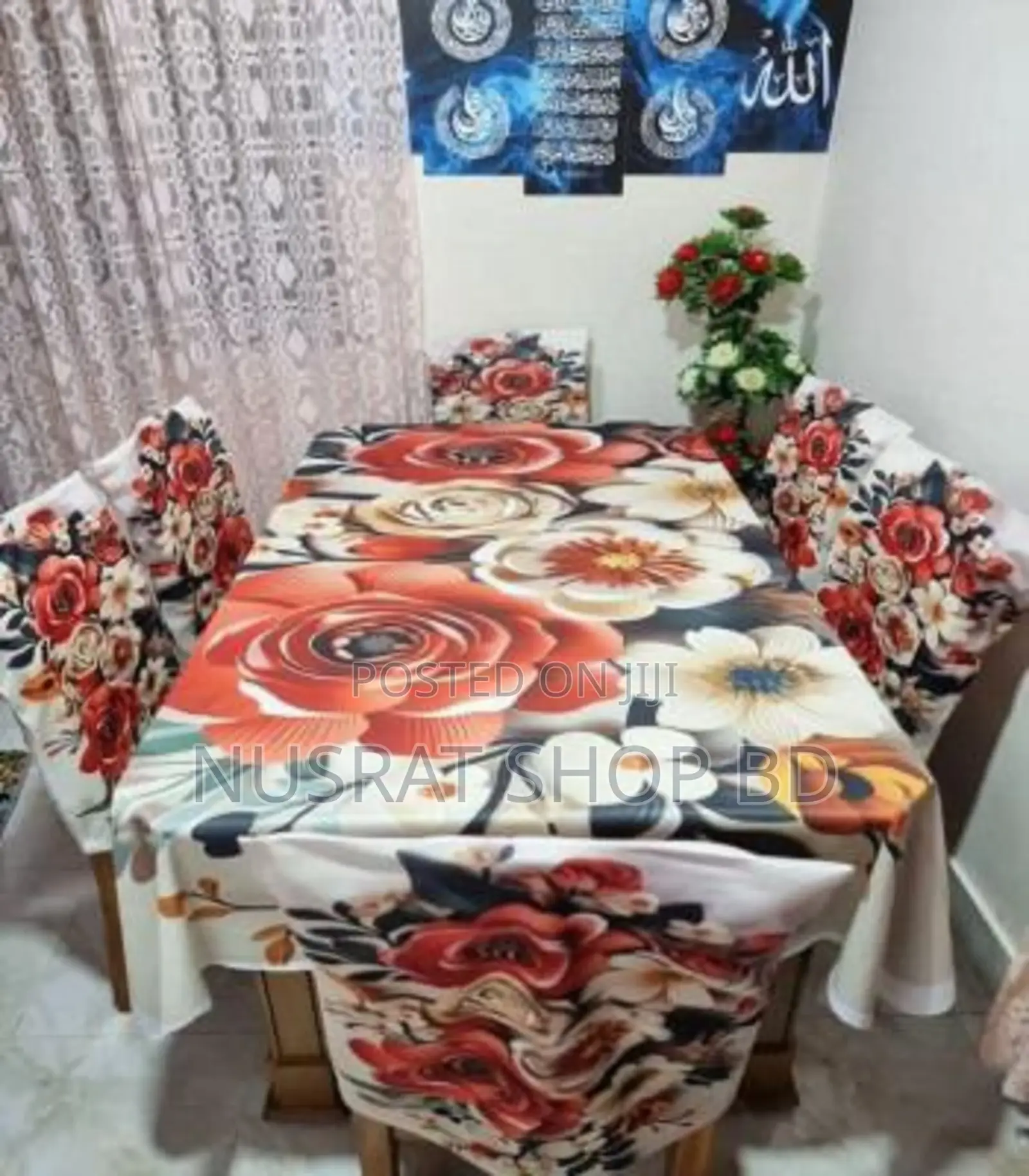 3d Printed Table Cloth Set – চায়না ভেলভেট ফেব্রিকে তৈরি।