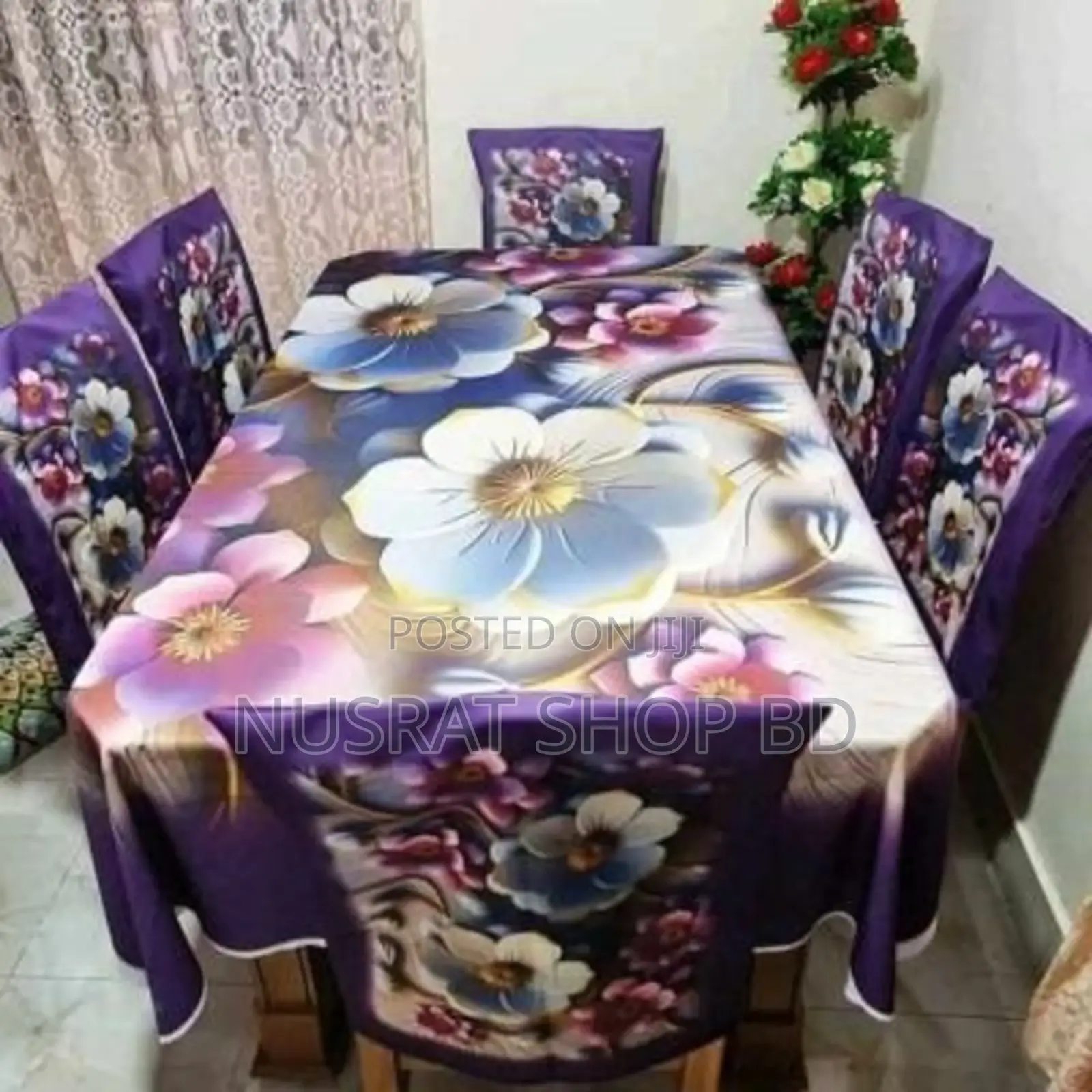 3d Printed Table Cloth Set – চায়না ভেলভেট ফেব্রিকে তৈরি।