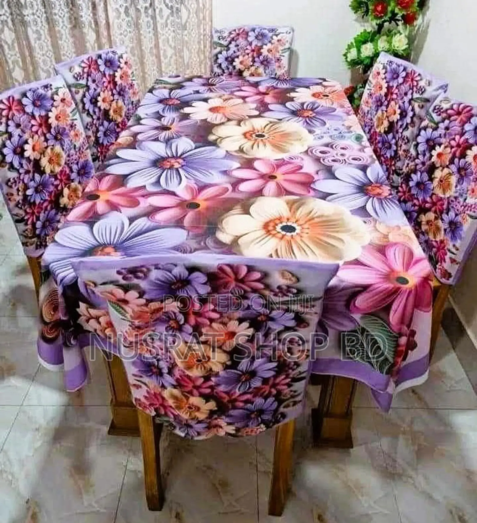3d Printed Table Cloth Set – চায়না ভেলভেট ফেব্রিকে তৈরি।
