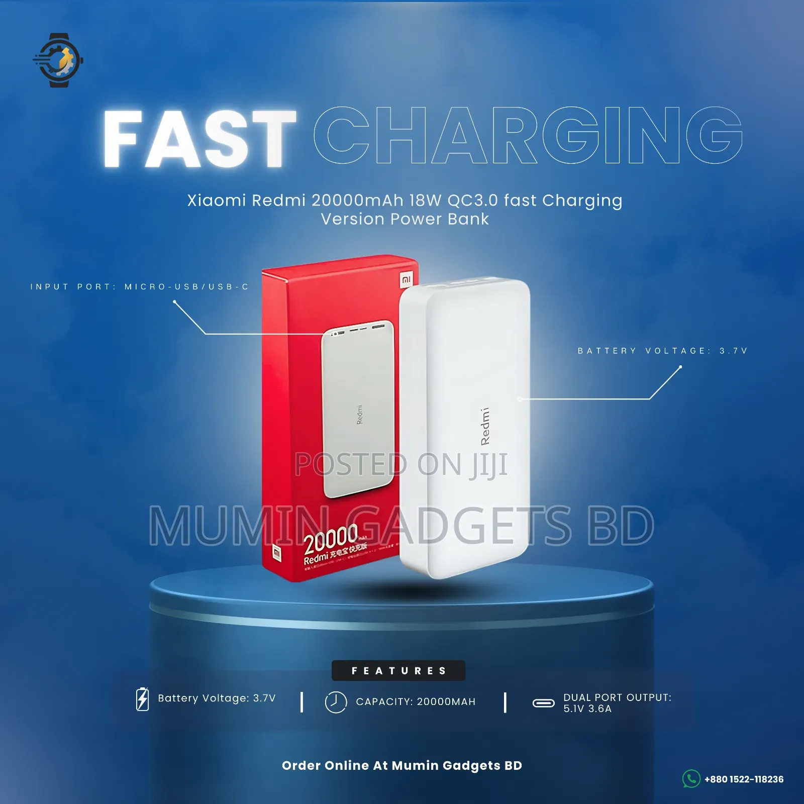 Xiaomi Redmi 20000mah 18w Qc3.0 Fast Charging Power Bank