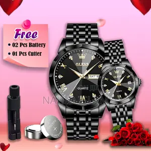 Photo - Olevs Stainless Steel Fashionable Couple Watches Black