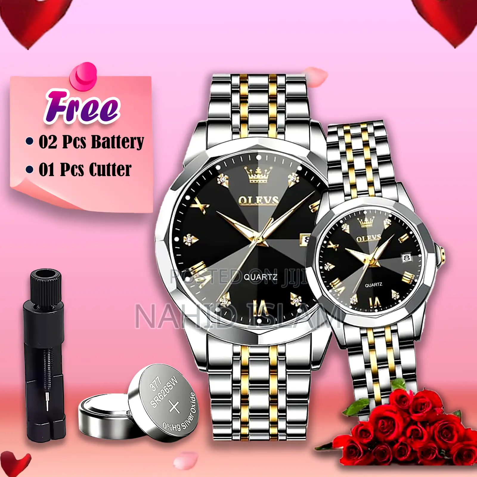 Butter Fly Lock Olievs Stainless Steel Couple Watches