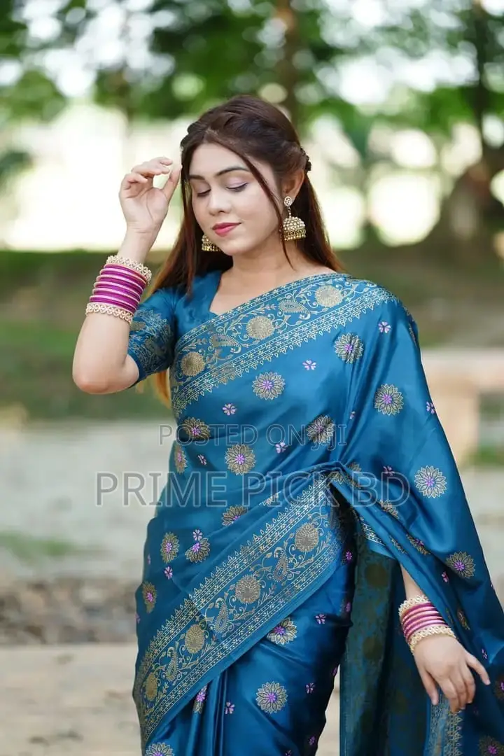 Premium Japani Silk Skin Print Saree With Matching Blouse