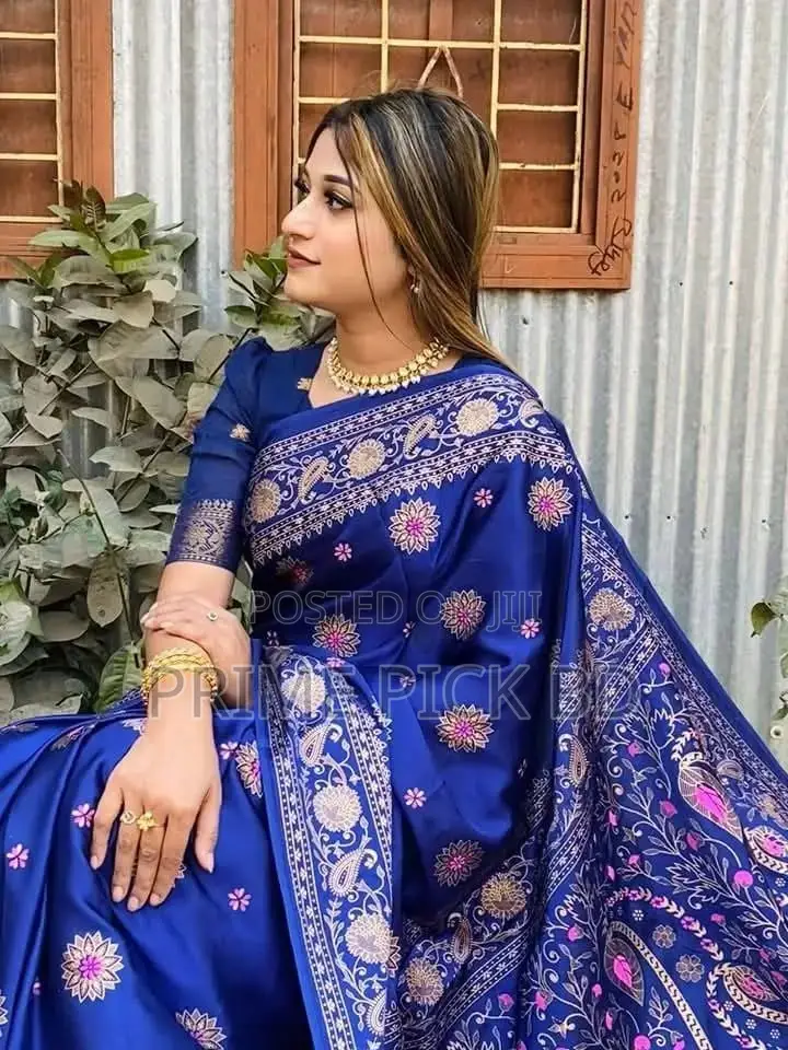 Premium Japani Silk Skin Print Saree With Matching Blouse