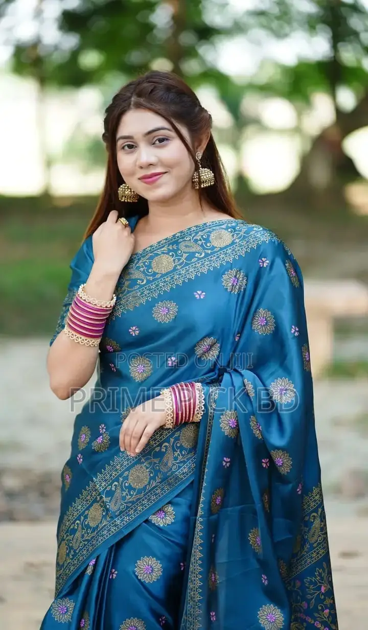 Premium Japani Silk Skin Print Saree With Matching Blouse