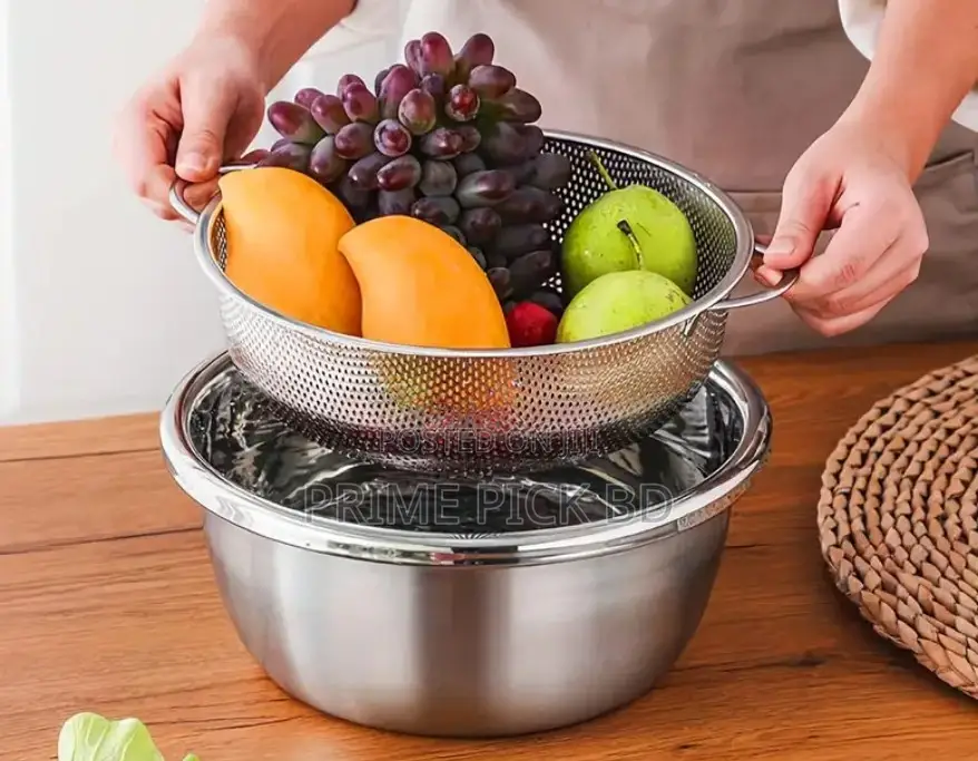 3-in-1 Stainless Steel Vegetable Cutter With Drain Basket