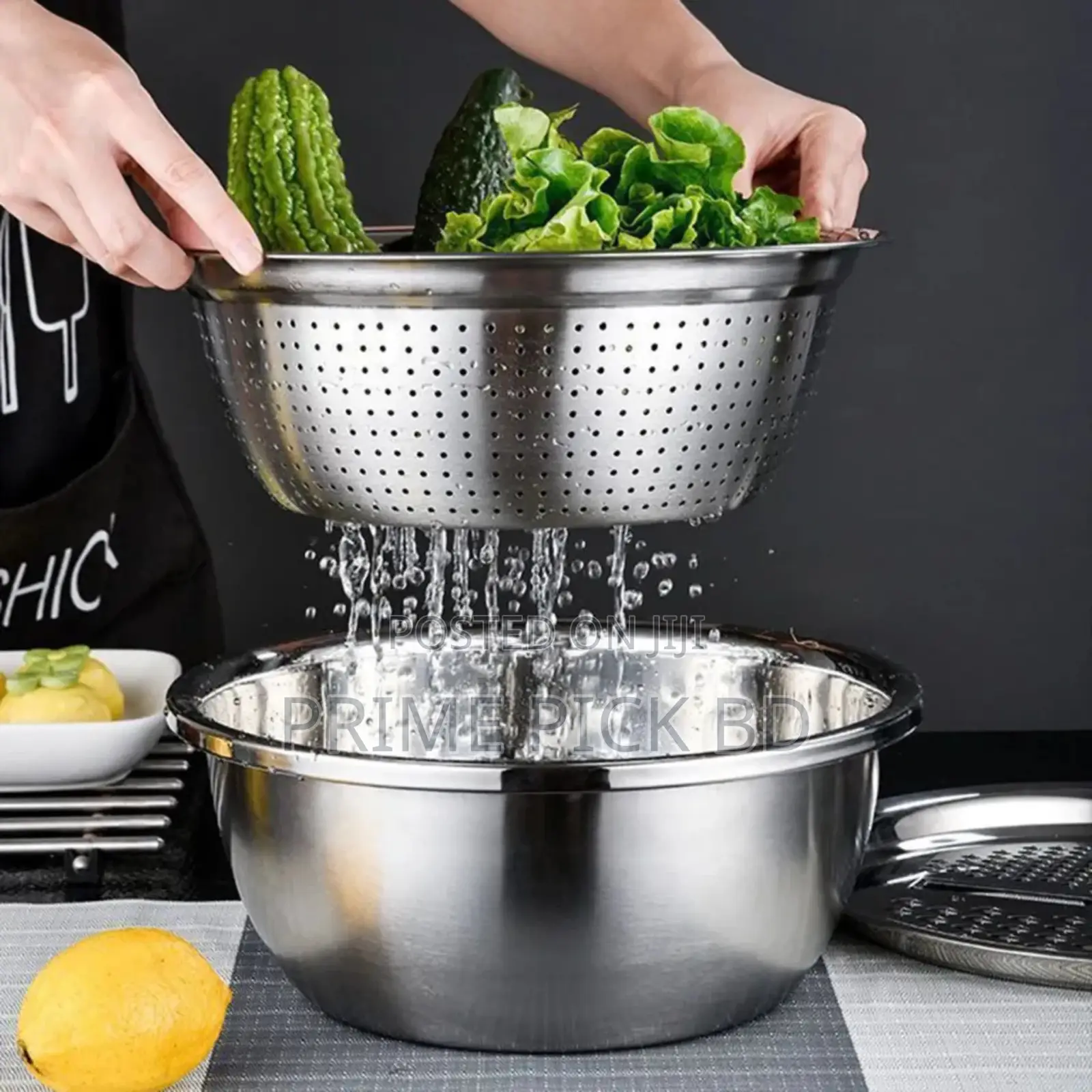 3-in-1 Stainless Steel Vegetable Cutter With Drain Basket