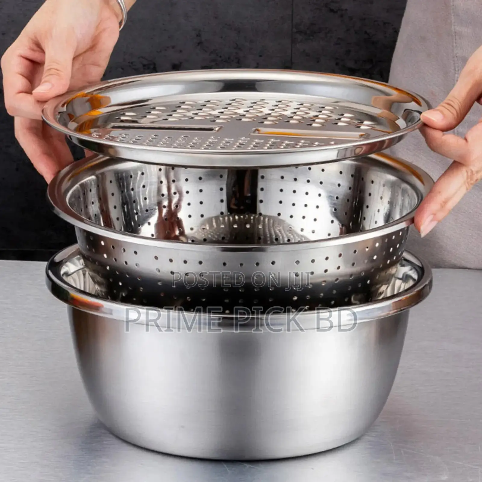 3-in-1 Stainless Steel Vegetable Cutter With Drain Basket