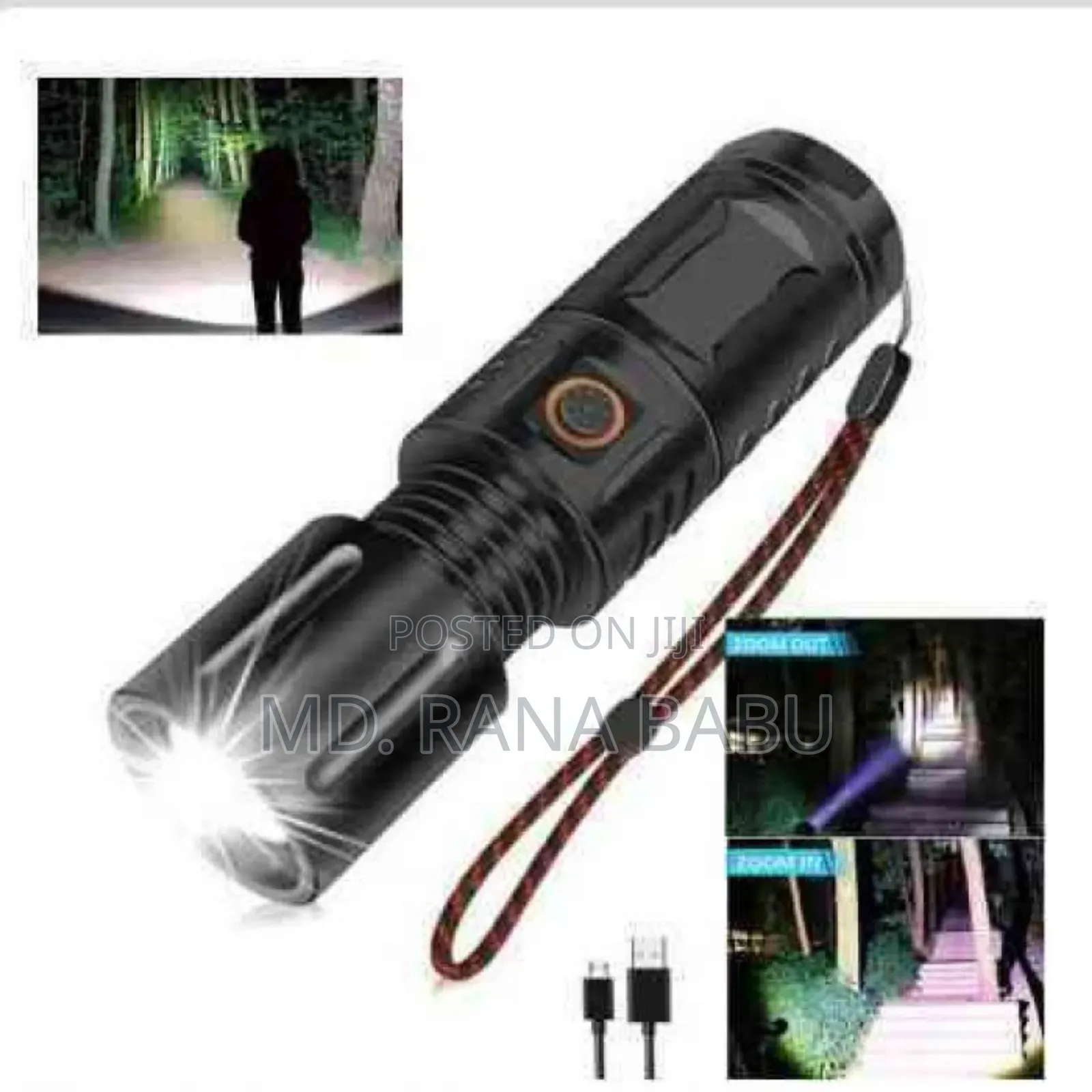 Rechargeable Zoom Led Flashlight With Power Bank