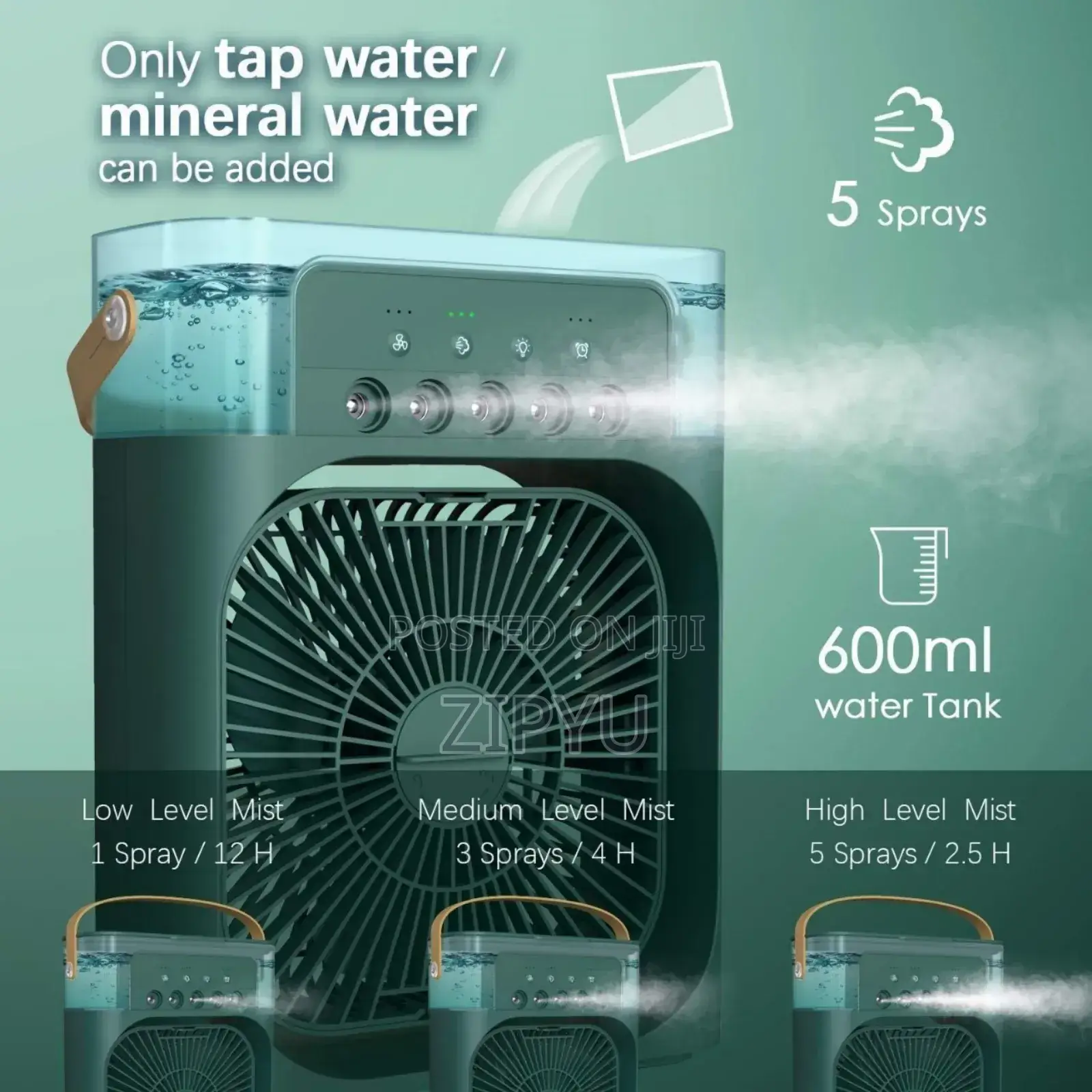 3 in 1 Air Cooling Usb Fan With Led Night Light Water Fan