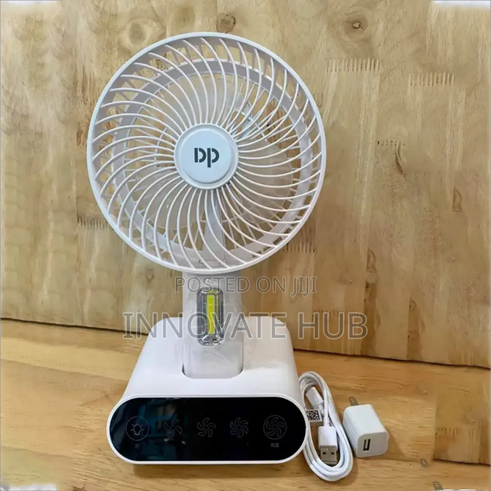 Dp 7624 Rechargeable Portable Usb Table Fan, Led Light