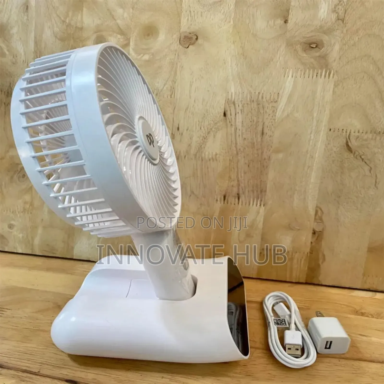 Dp 7624 Rechargeable Portable Usb Table Fan, Led Light