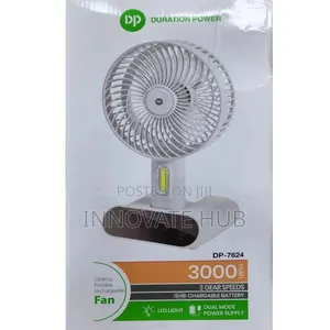Dp 7624 Rechargeable Portable Usb Table Fan, Led Light
