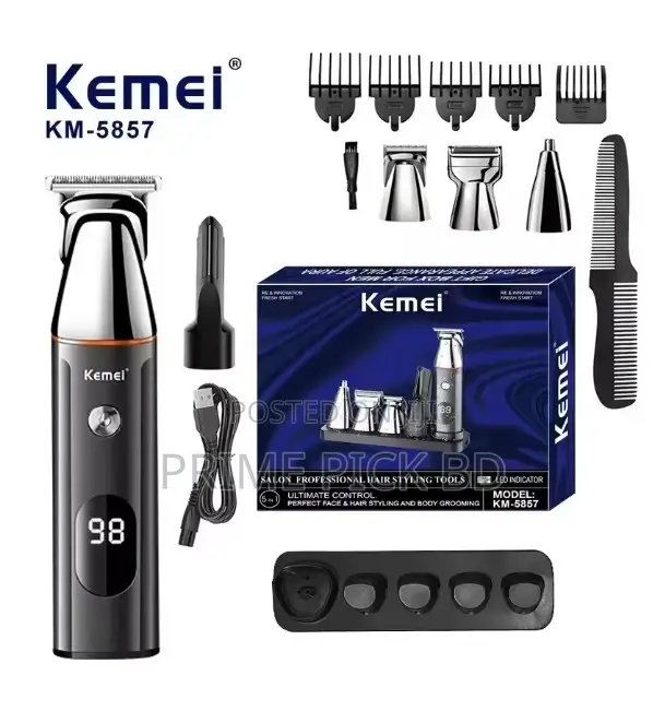 Kemei Km-5857 5 in 1 Professional Hair Trimmer in Bangladesh