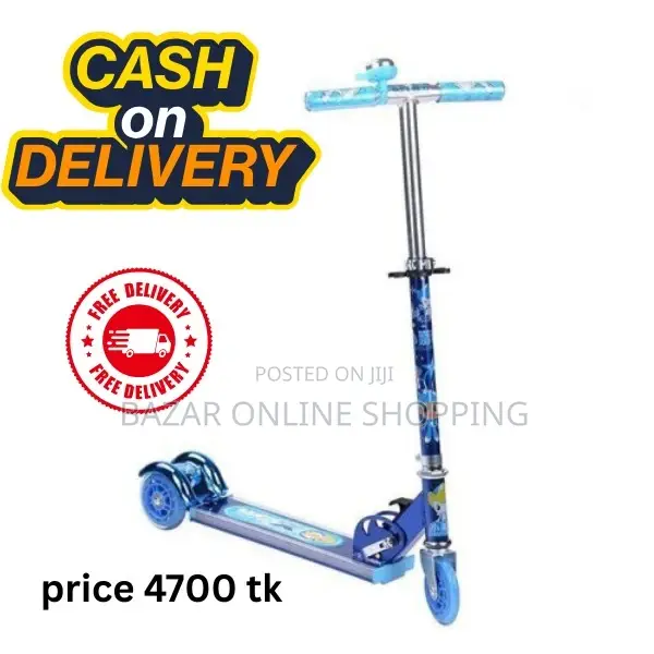 Three Wheel Folding Scooter - Blue