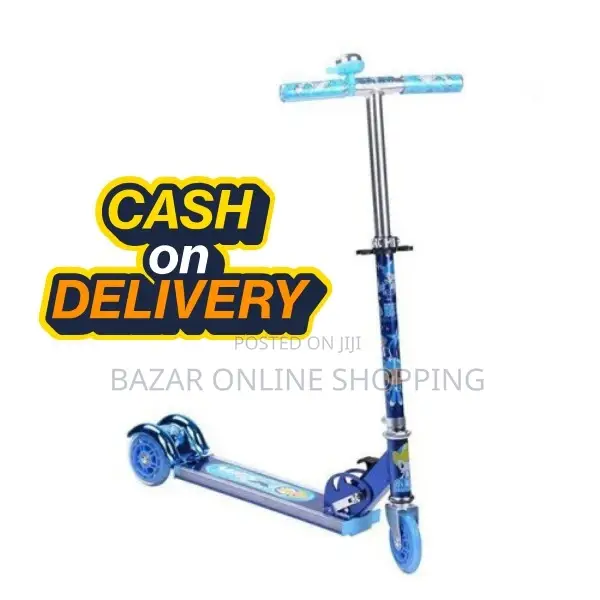 Three Wheel Folding Scooter - Blue