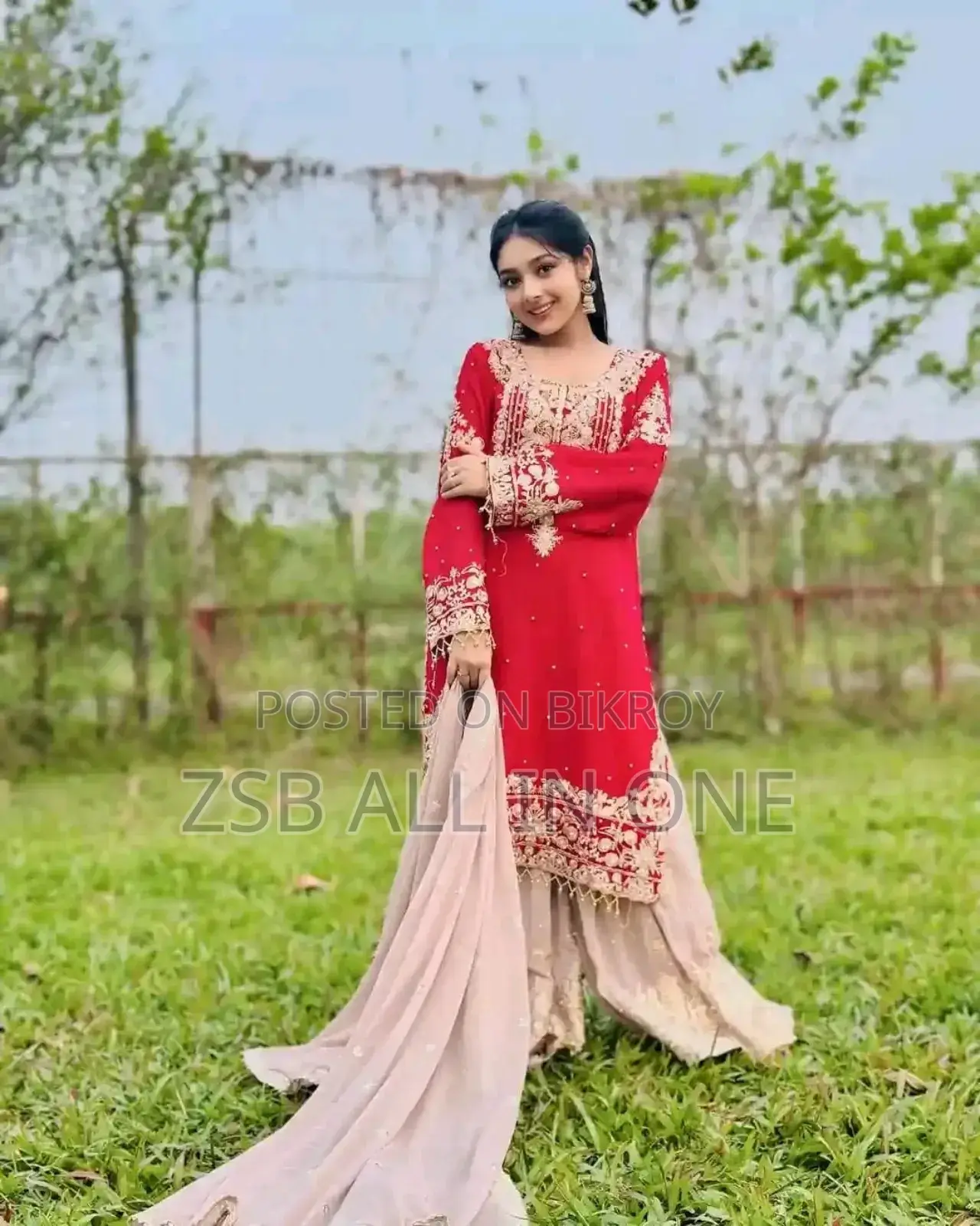 ভাইরাল রেড গারারা থ্রি পিস হিট কালেকশন