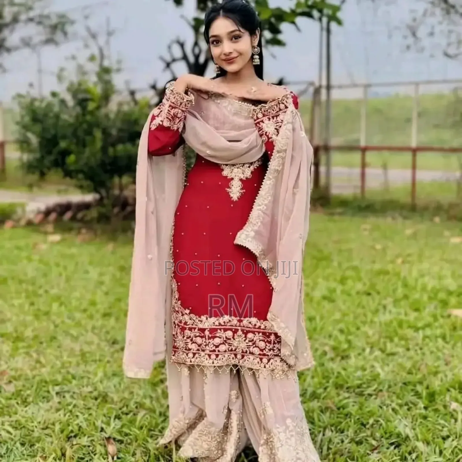 Viral Red Garara Three Piece