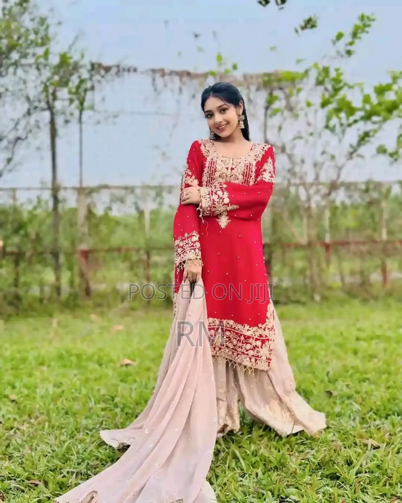 Viral Red Garara Three Piece