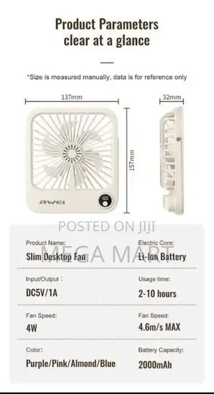 Awei F33 1800mah Desktop Ultra Slim Fan (P-1569)