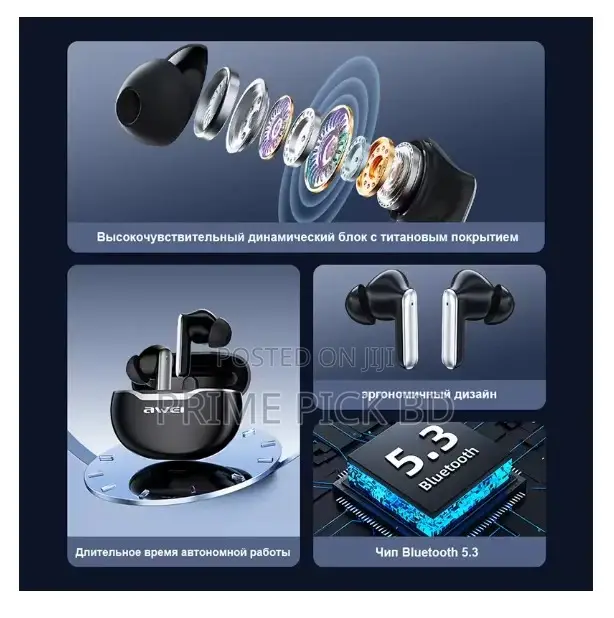 Awei T50 Wireless Bluetooth 5.3 Earbuds With Mic