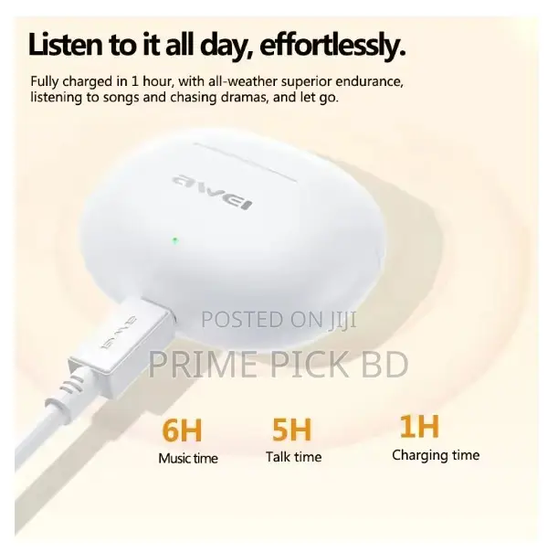 Awei T71 TWS Earbuds Bluetooth 5.3 – Crystal Clear Sound