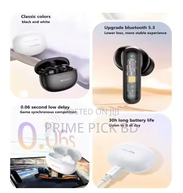 Awei T71 TWS Earbuds Bluetooth 5.3 – Crystal Clear Sound