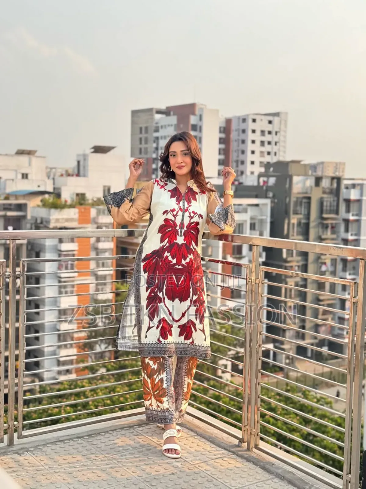 Cherry Silk Fabric Print Ready Dress 2 Pis