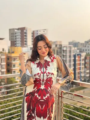 Cherry Silk Fabric Print Ready Dress 2 Pis