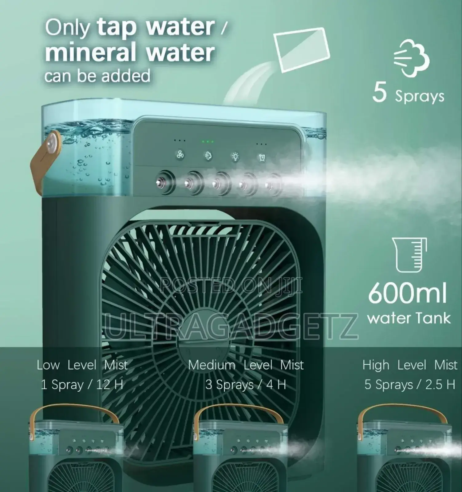 3 in 1 Air Cooling Usb Fan With Led Night Light Water Fan