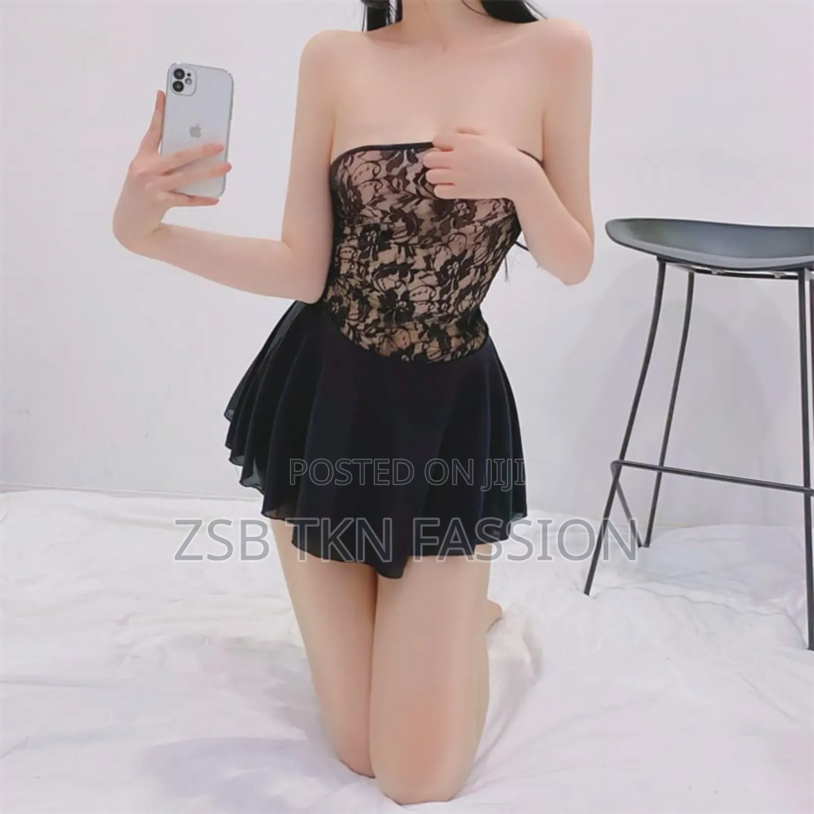 Lace Design Super Short Night Dress for Girls Fassion