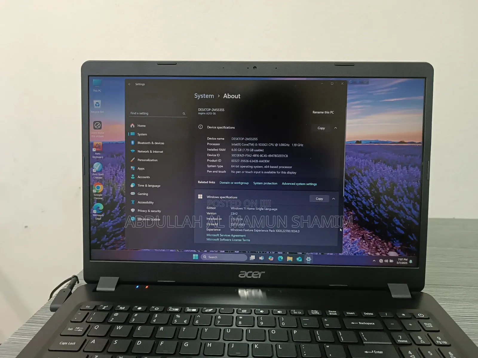 Laptop Acer Aspire 3 8GB Intel Core I5 HDD+SSD 1T