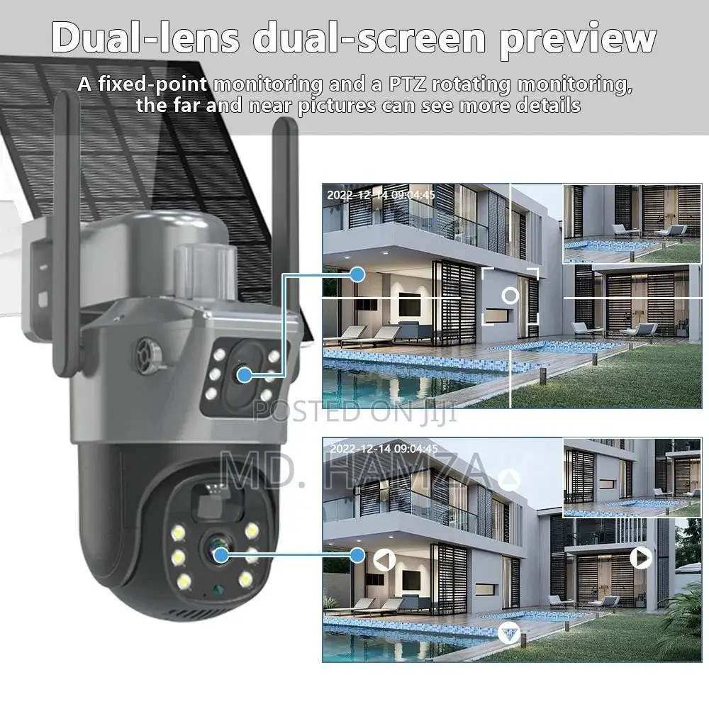 V380 Pro 4g Dual Lens Solar PTZ Ip Camera সৌরবিদ্যুৎ চালিত