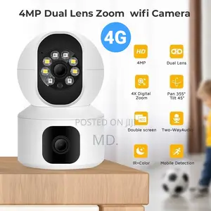 Photo - 4g Dual Lens Wifi Camera 4mp Hd 1080p Indoor Mini Camera