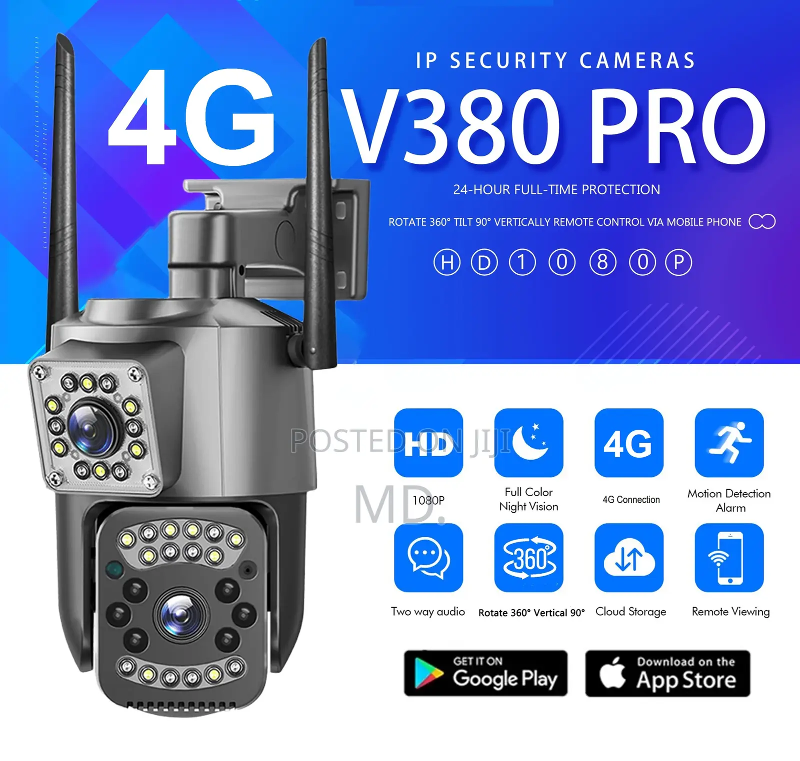 Outdoor 4mp Dual Lens 4g Sim Ip Camera Color Night Vision