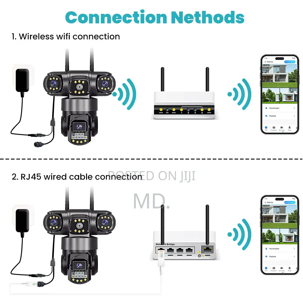 V380 3 Lens CCTV Outdoor Waterproof Night Vision Two Way Aud