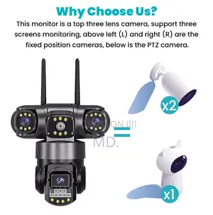 V380 3 Lens CCTV Outdoor Waterproof Night Vision Two Way Aud