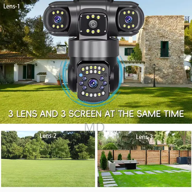 V380 3 Lens CCTV Outdoor Waterproof Night Vision Two Way Aud