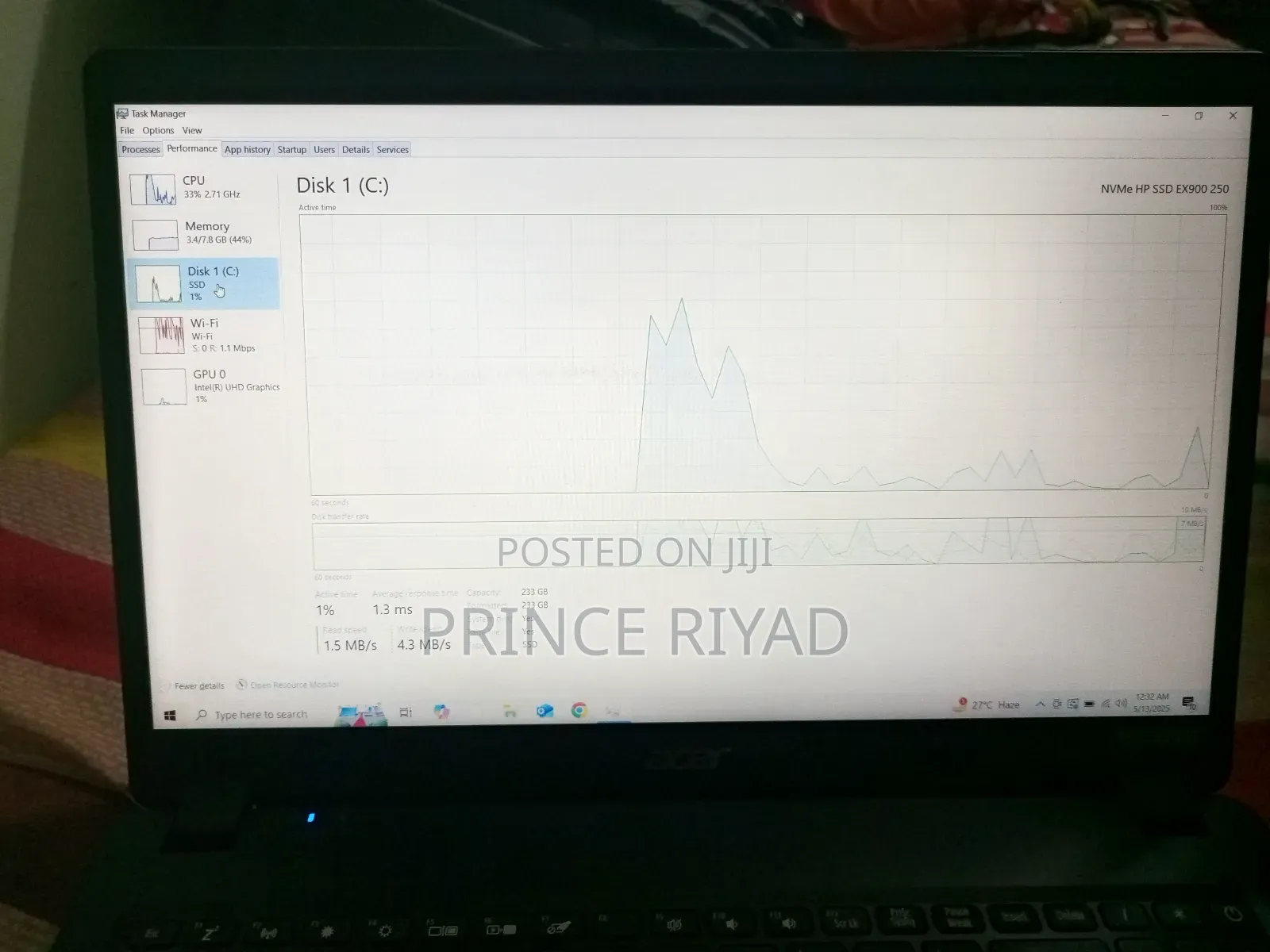 Laptop Acer 8GB Intel Core I5 HDD+SSD 256GB