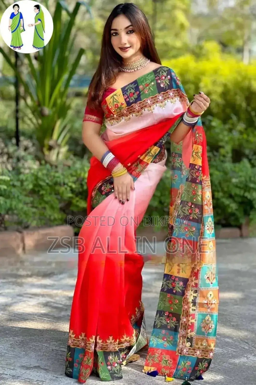 Stone and Digital Print Sharee With Blouse Piece