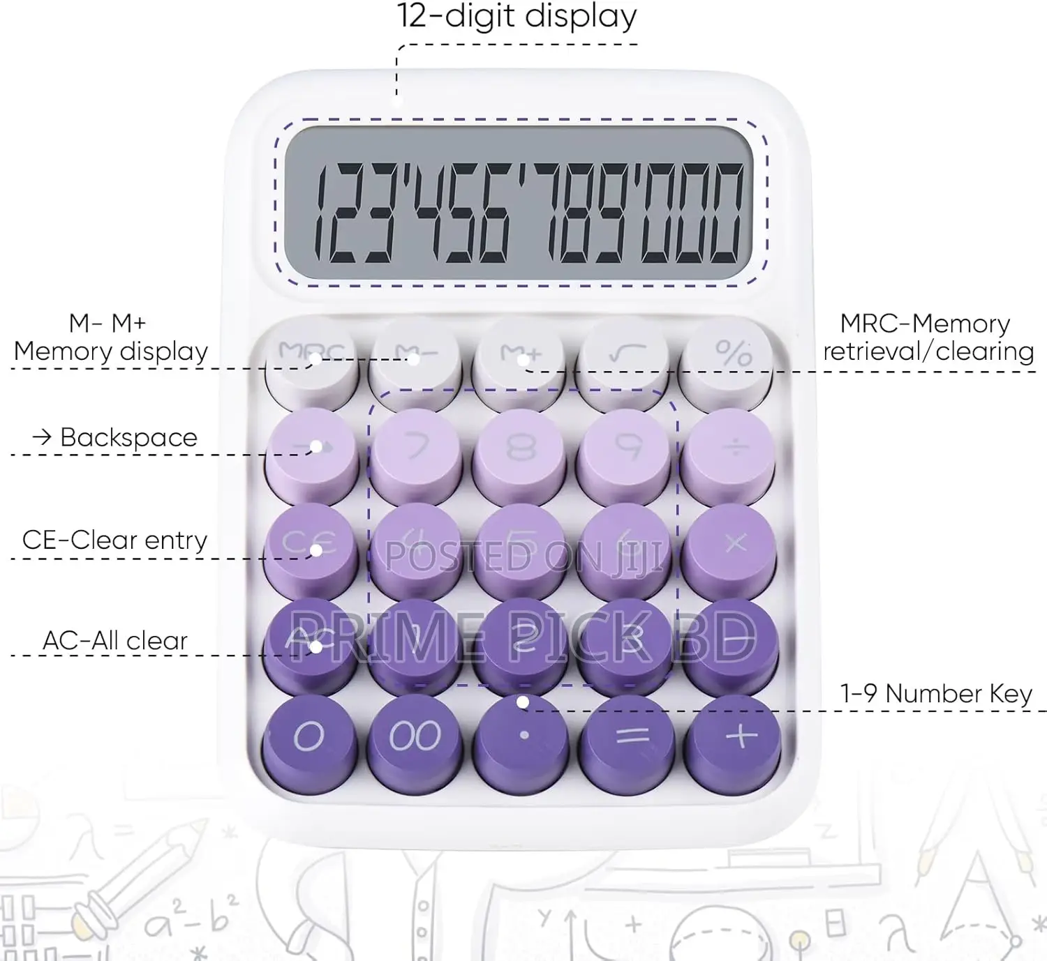 Desktop Calculator 12 Digit – Stylish Gradient Design