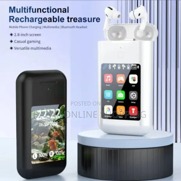 Earbuds and Power Bank With Multimedia Touch Screen