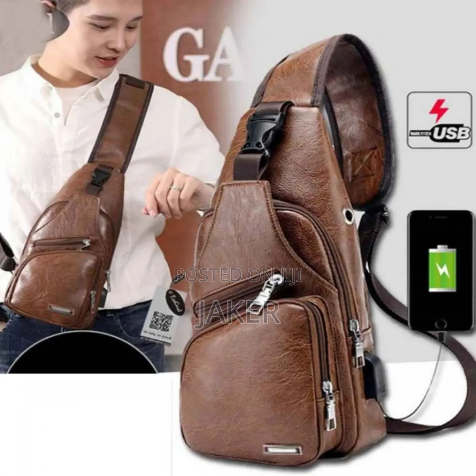 Original Pu Leather Small Bag With Usb Port