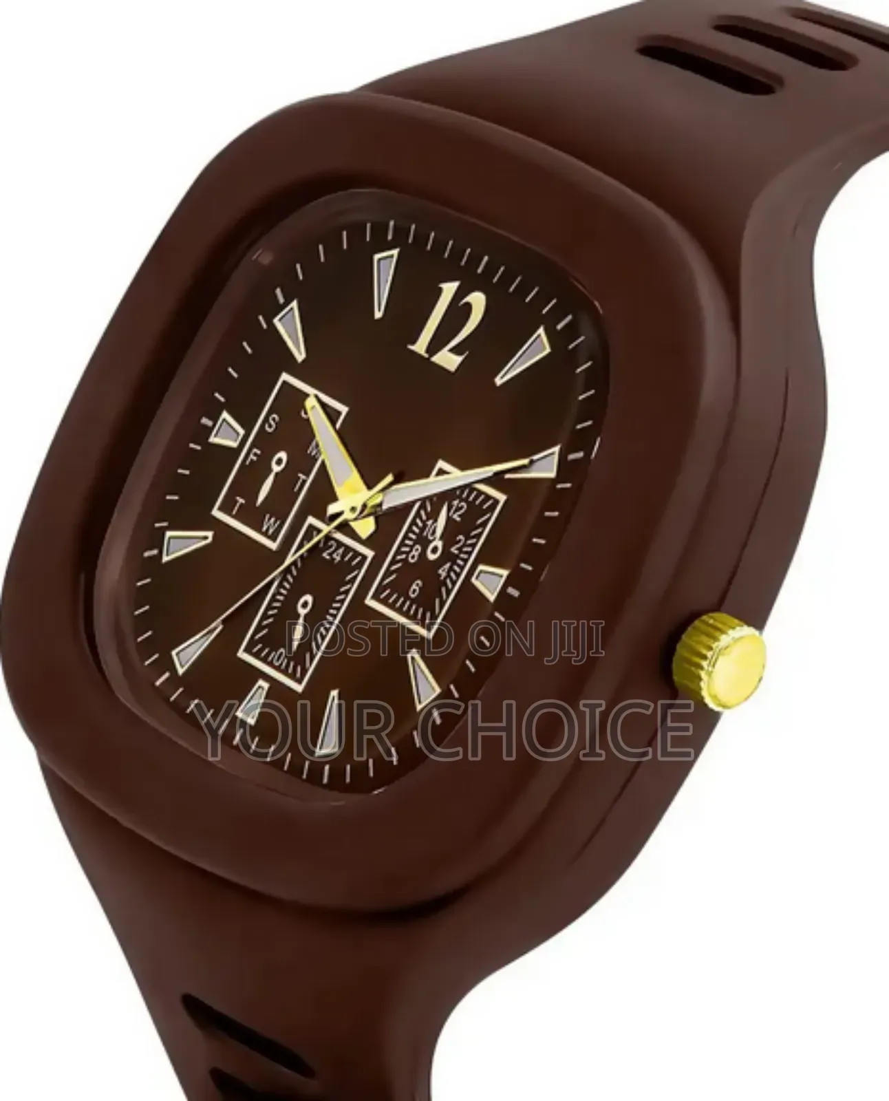 Current Square Quartz Brown Wrist Watches for Men