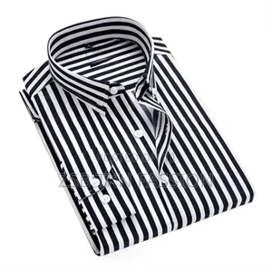 Men's Long Sleeve Stripe Print Shirt