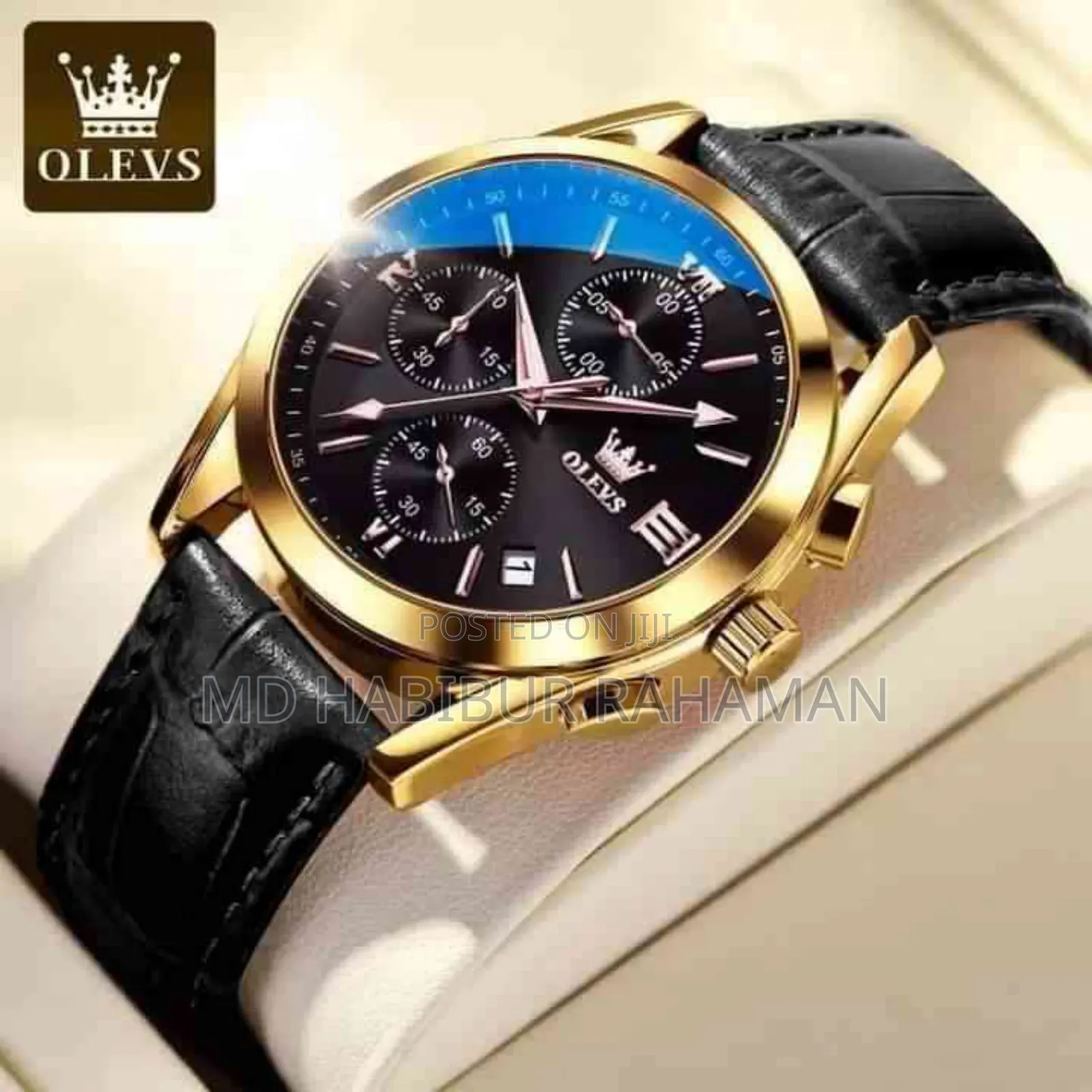 Olevs Watch চামড়ার বেল্ট ছেলেদের ঘড়ি
